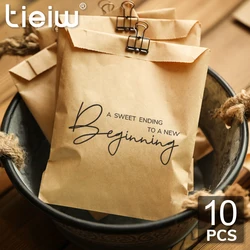 10PCS Kraft Paper Gift Bags With ‘A Sweet Ending To A New Beginning’ Perfect For Wedding Favors Graduation Gifts And Celebration