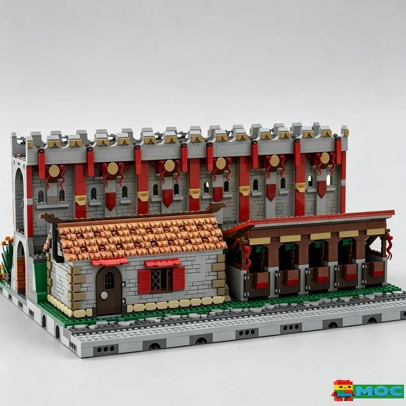 490PCS Red Faction Medieval Small Stable MOC Model Custom Puzzle DIY Educational Assembly Toy Birthday Christmas Special Gifts