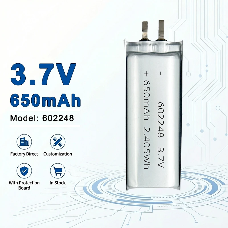 602248 3.7V 650mAh High Energy Density Lithium Polymer Battery for Beauty Instruments Handheld Digital Gadgets 602530 602535