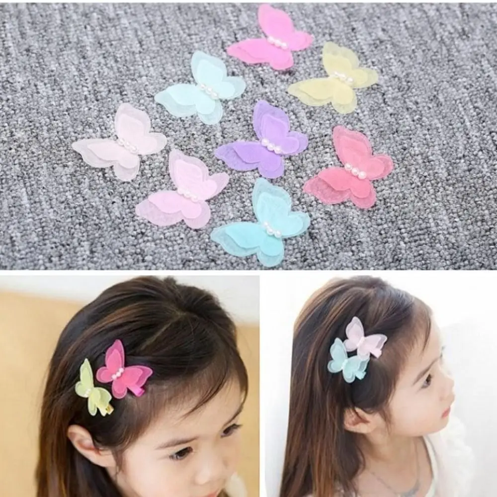 3D Organza-Stoff Schmetterlings-Applikationen Doppelschichtige Transparente Chiffon-Perlen-Schmetterlinge Bestickte Aufnäher Bunt