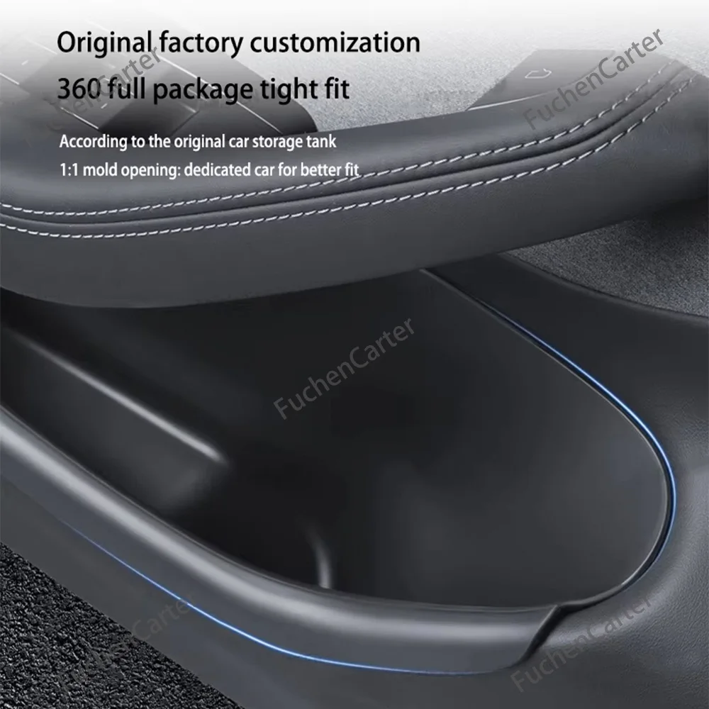 Full Wrapped TPE Door Storage Trays Custom Molded Front & Rear Door Side Boxes for Tesla Model YL 2025 2026, Seamless Fit