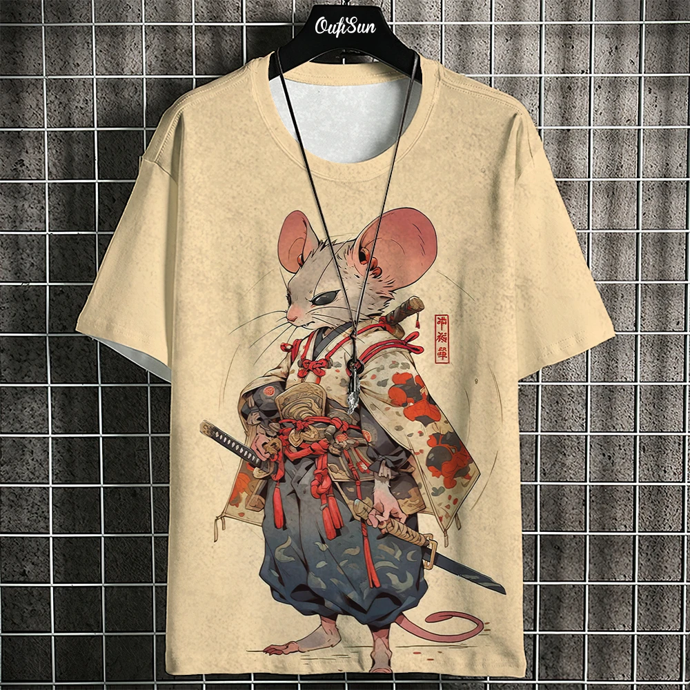 Summer Short Sleeve Harajuku Print Aniam T Shirt For Men O-Neck Oversized Pullover Fashion Streetwear Fashion Men\'s Clothing