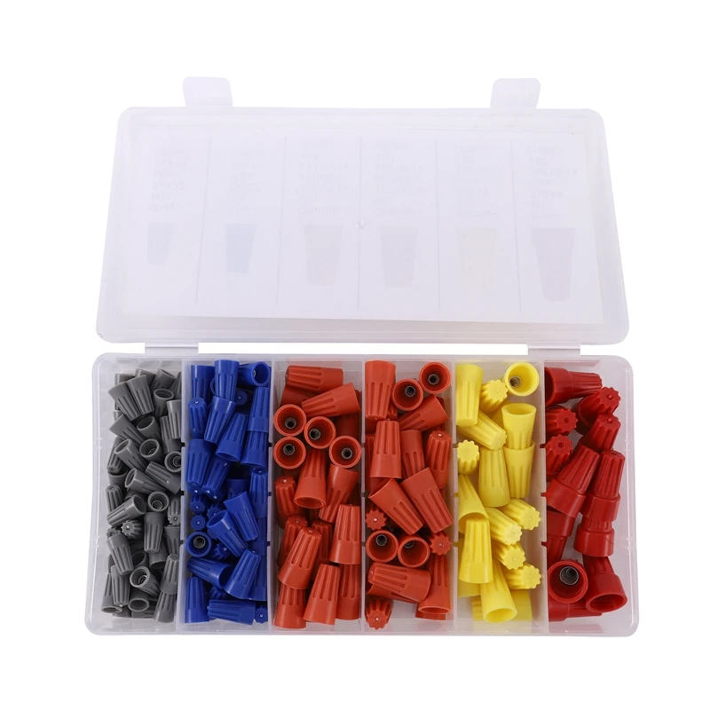 180Pcs Electrical Wire Connectors Screw Terminals, Easy Twist On Connector Kit With Spring Insterted Wire Nuts Cap Connections A