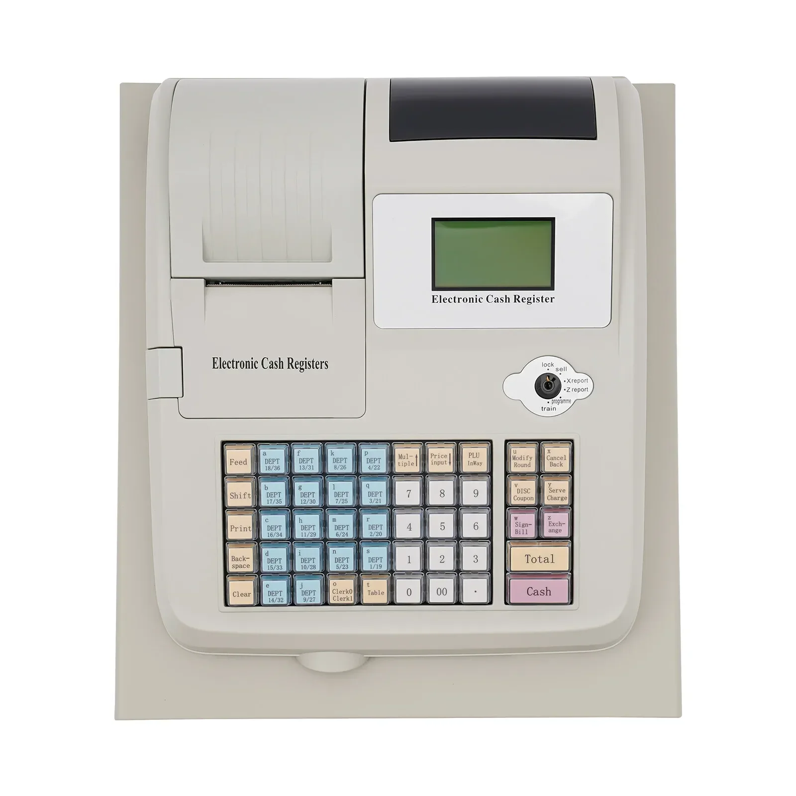 ระบบ POS 48 คีย์สำหรับร้านค้าปลีก - เครื่องบันทึกเงินสดอิเล็กทรอนิกส์พร้อมจอ LCD ใช้ในธุรกิจ