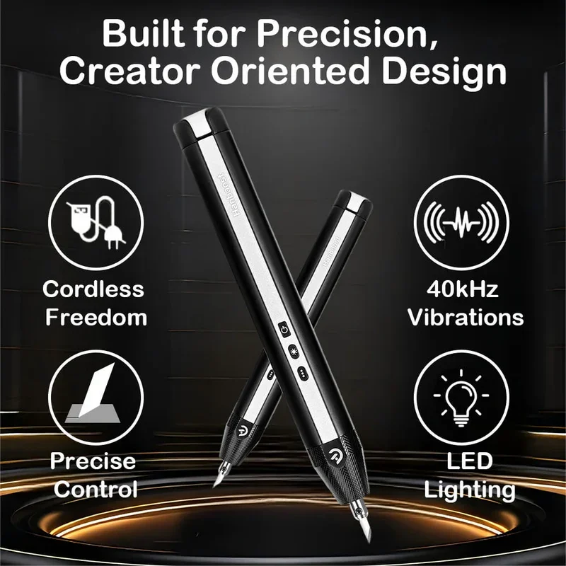 Hanboost Cordless Ultrasonic Cutter 40KHz - Precision Tool for Acrylic, Leather, Crafts & DIY Models