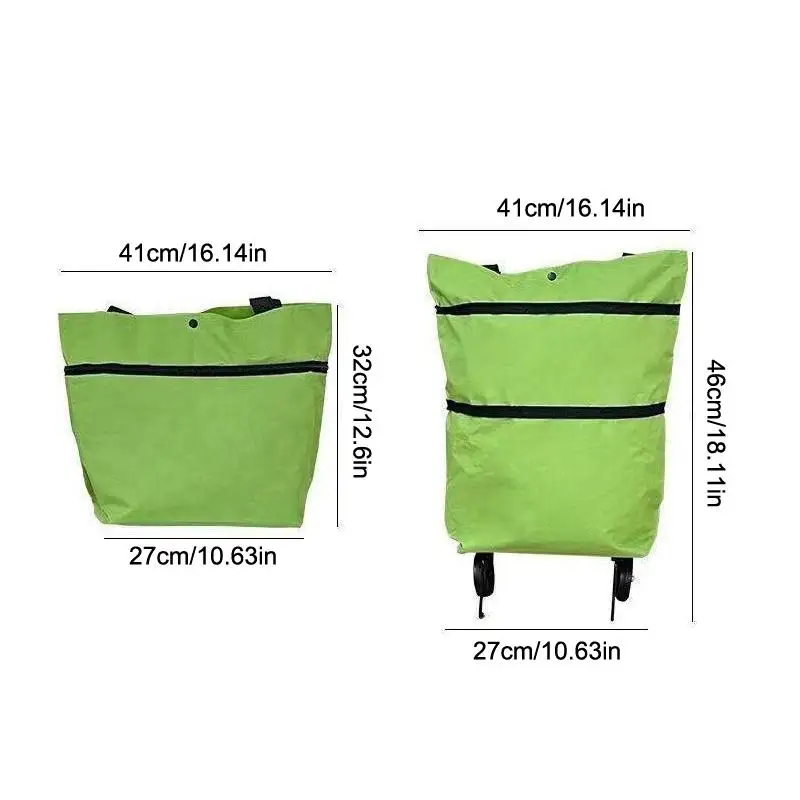 【HM】Portable Foldable Shopping Bag With Wheels Trolley Large Reusable Cloth Handbag Tote Bags Supermarket Home Grocery Pull Cart