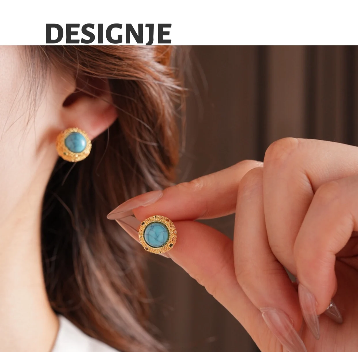 

[Special] Silver Needle Turquoise Earrings, Versatile, Retro, Elegant, Luxurious, High-end, Fashionable, Women's Earrings