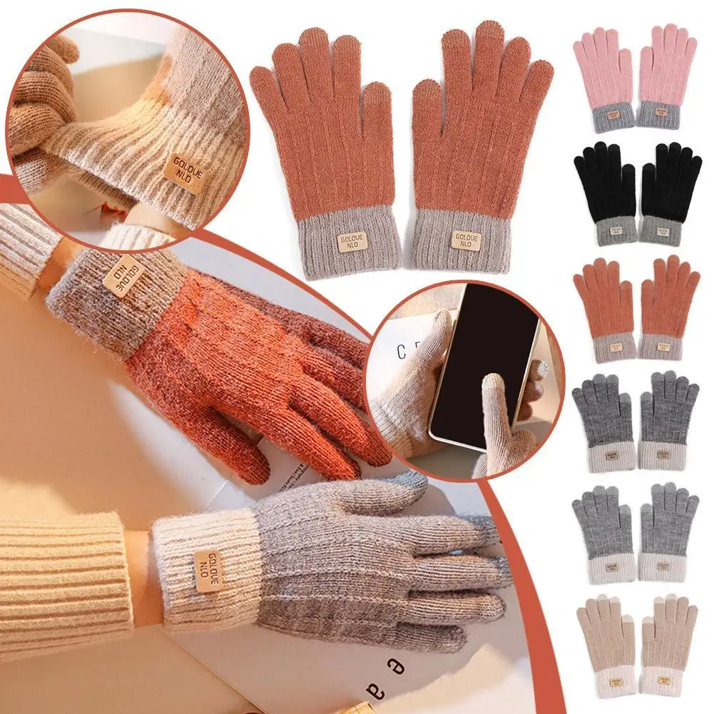 Winter Warme Gestrickte Handschuhe Radfahren Skifahren Winter Dicke Warme Outdoor Winddicht Erwachsene Handschuhe Fäustlinge Kälte Widerstand