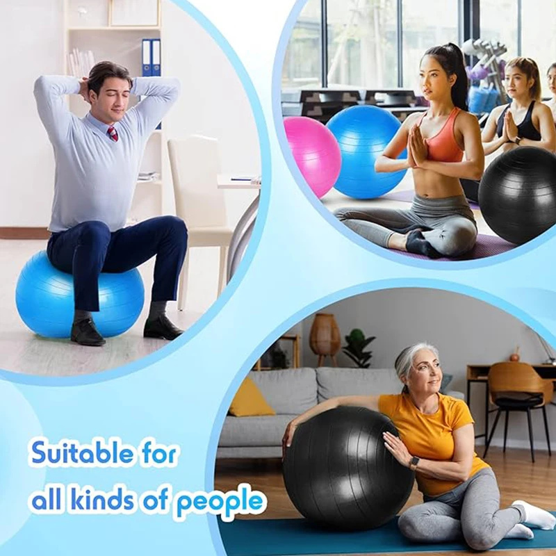 Exercise Yoga Ball Yoga Balance Stability Swiss Ball Support Up to 200 lbs Suitable for office home work gym