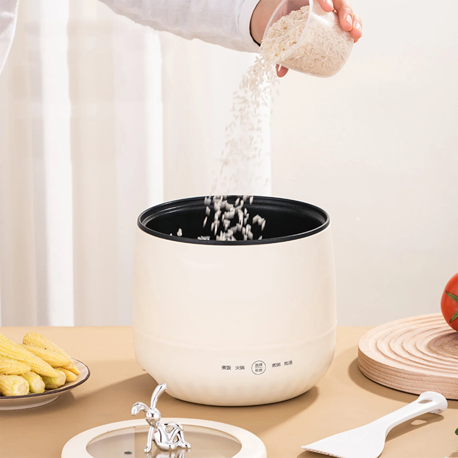 220V Mini Rice Cooker 1.8L Electric Non-Stick Compact Kitchen Appliance for Rice Grain Soup Porridge And Stews