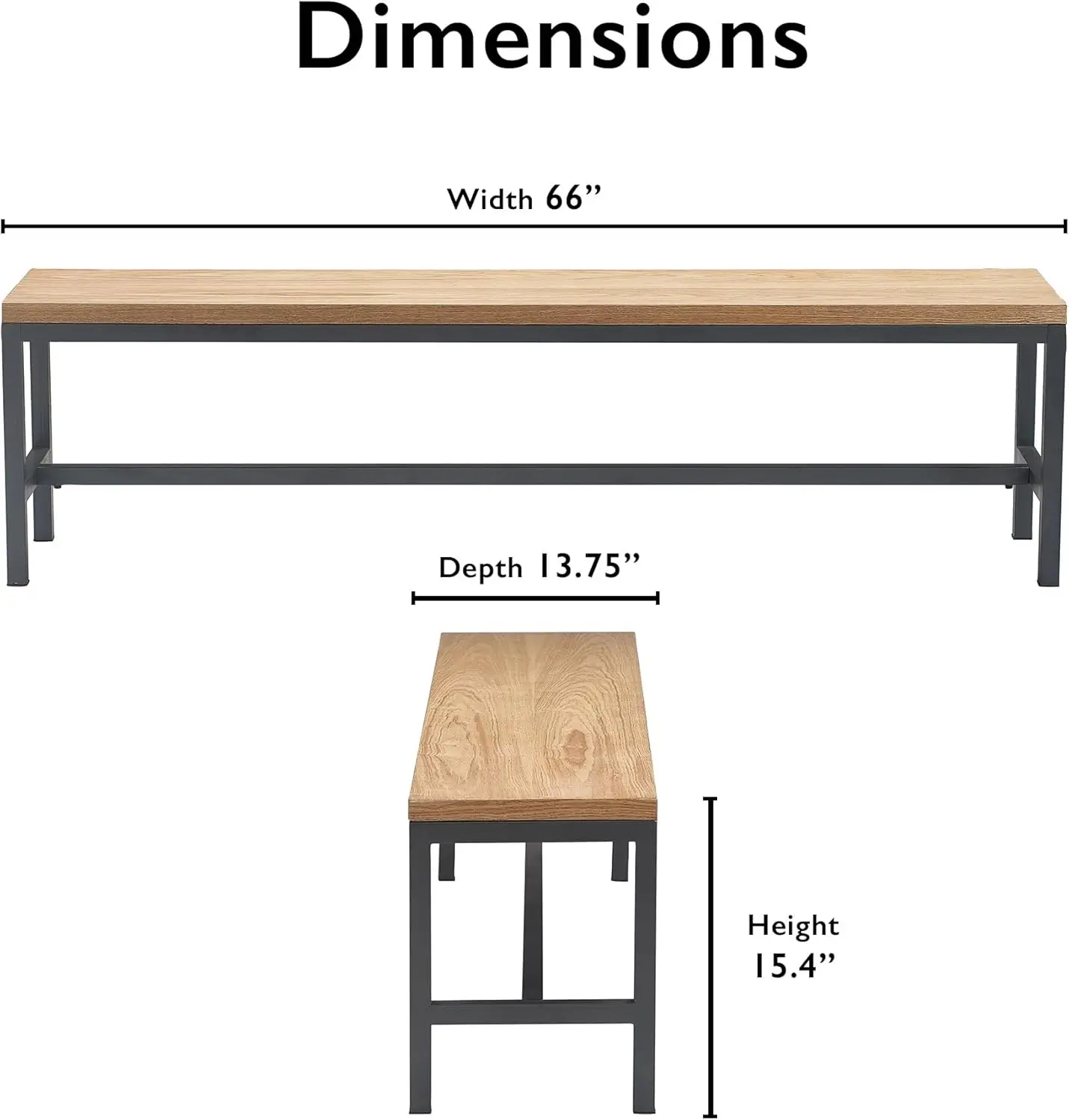الخشب الصلب مقعد الطعام في المزرعة الصناعية ، منضدة الخشب الصلب ، طاولة مدخل غرفة المعيشة ، روبسون 66"