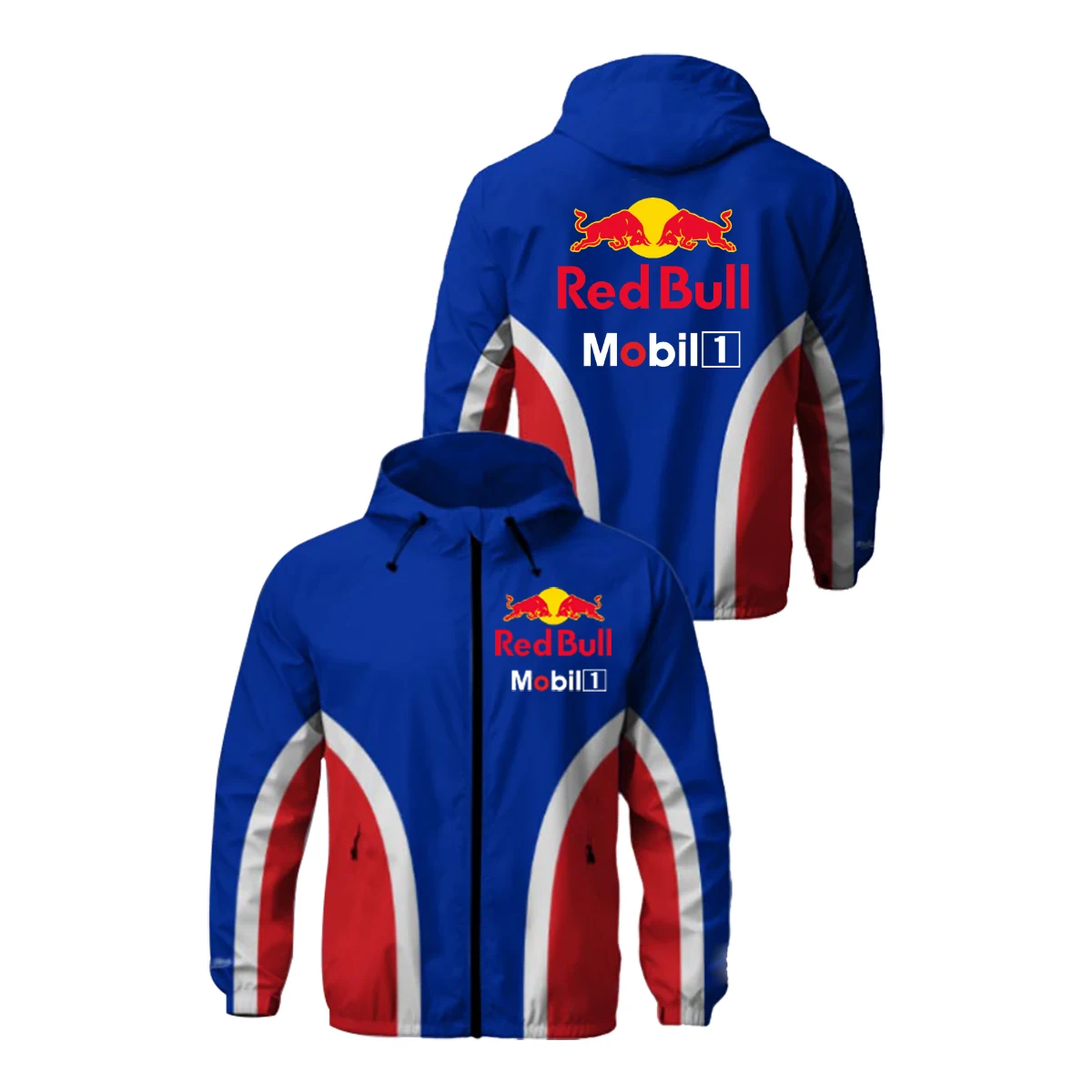 New Red Bull Off-road Motorcycle Waterproof Jacket, Men's And Women's Red Bull Logo Outdoor Sports Hooded Zipper Jackets