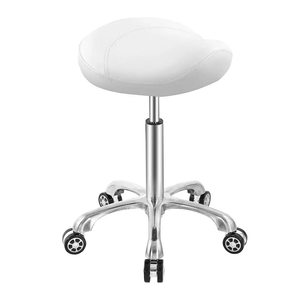 

Stool Rolling Chair Hydraulic Adjustable with Wheels for Office Home Salon Spa Studio White