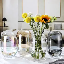Crystal Glass Flower Circular Thickness Transparency Terrarium Flowerpot Flower Vase Floral Accessories Home Decoration