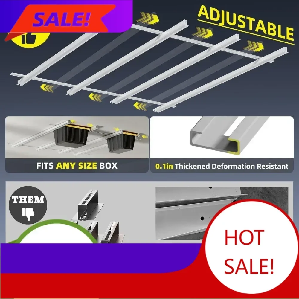 BestsellerBestsellerExtra Large Overhead Garage Storage Rack - Holds Up to 15 Tote Bins, 0.1-inch Thickened Heavy Alloy Steel, I