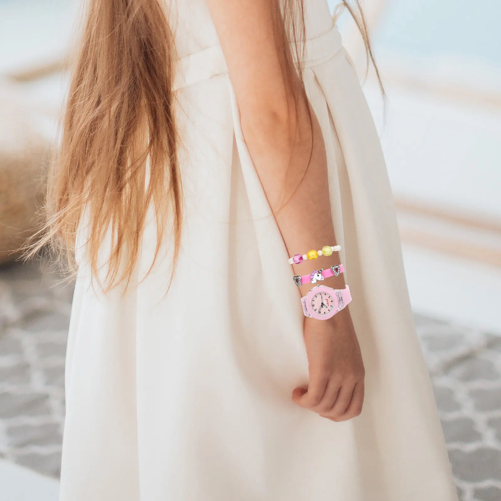 

5Pcs Unicorn Theme Watch and Bracelet Necklace Ring Set Girls Fashion Accessory Gift Set Birthday Christmas New Year Cartoon