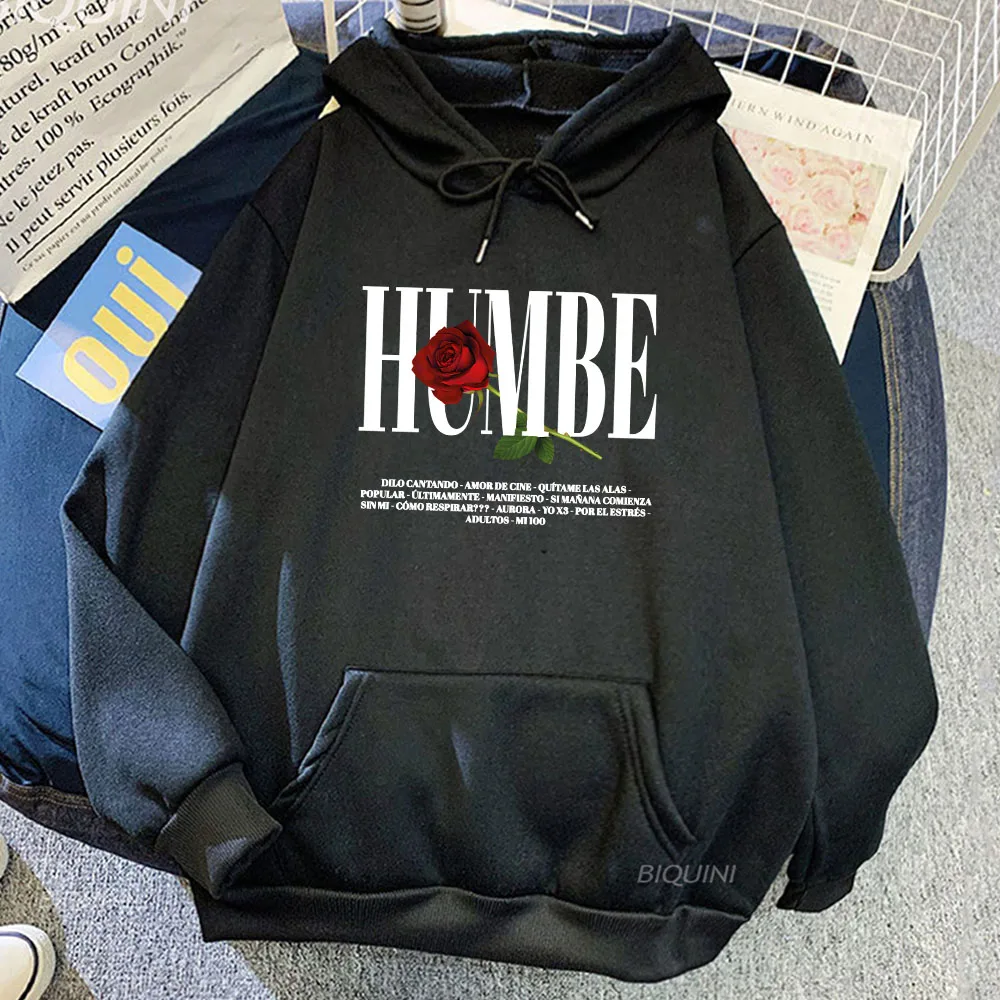 Rose Humbe Printing Hoodies Casual Winter Long Sleeve Sweatshirt for Winter/Fall Streetwear Hip Hop Unisex Soft Pullovers Hoodie