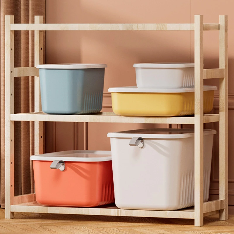 Plastic Storage Box with Lid Household Clothes Toys Storage Basket Closet Cabinets Wardrobe Organizer Desktop Sundries Container