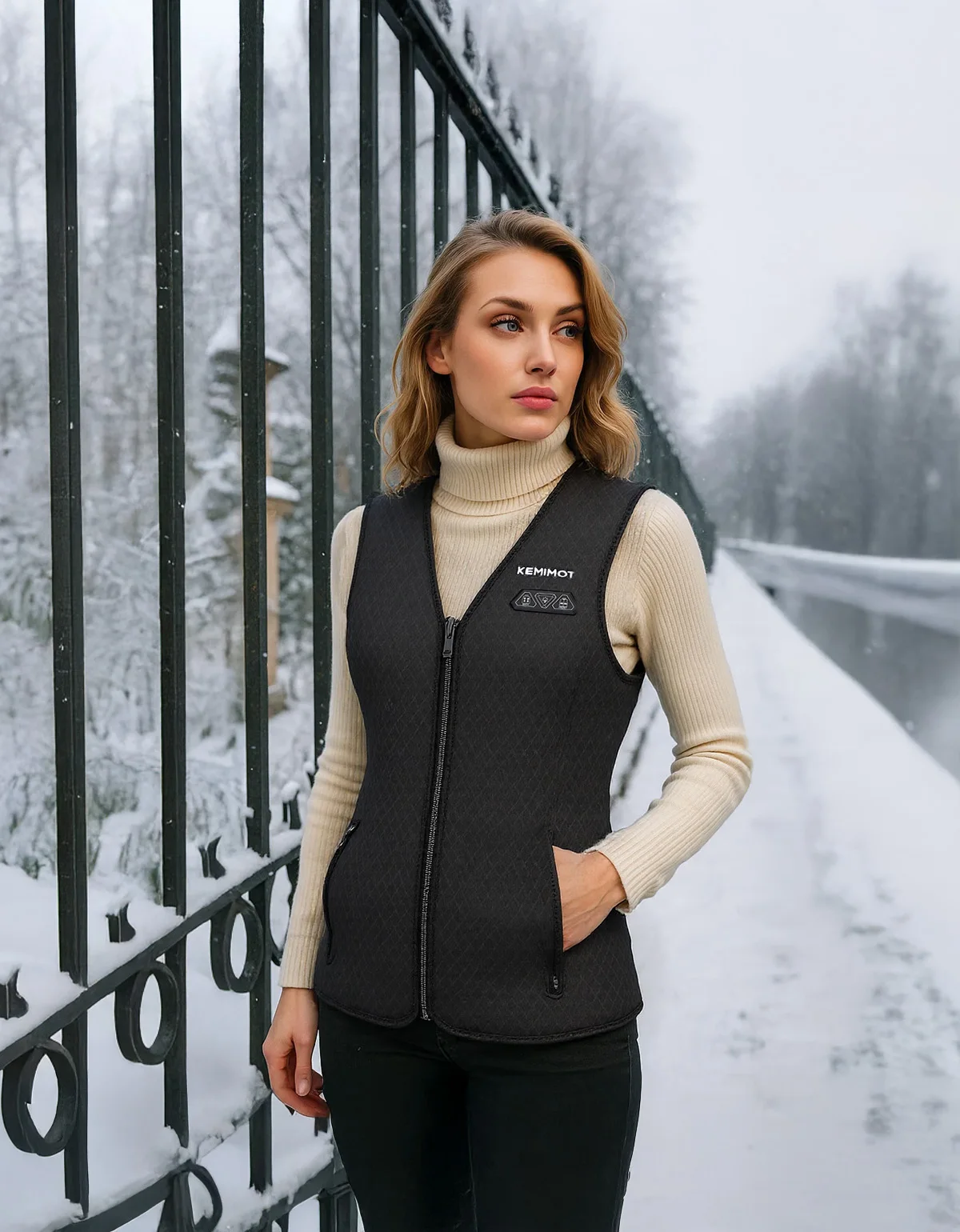 KEMIMOTO Motorrad-Heizweste, Herrenweste, Damen, 6, Heizbereiche, warm, USB, elektrisch, für Winter, Outdoor, Sport, Skifahren, Angeln – Detail 20