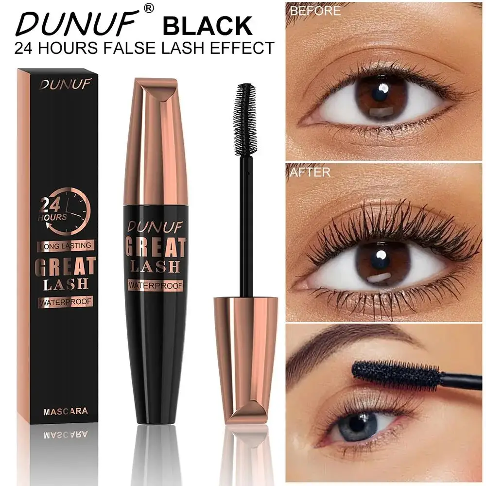 DUNUF Waterproof Mascara Extreem volume Verleng krul 24-uurs Vlekvrij Dierproefvrij Veganistische formule voor gevoelige ogen