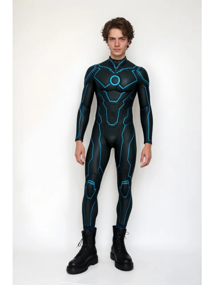 

Men's Cyberpunk Future Sci-fi Robot Armor Jumpsuit Theme Party Cosplay Costume Stage Dance Performance Stretch Tights 2025 new