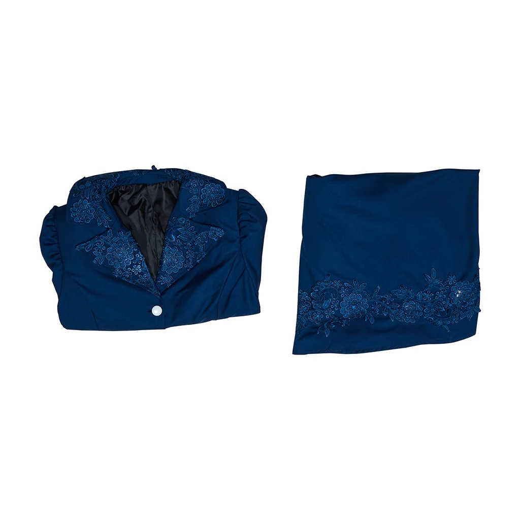 

Medieval Victorian Gothic Blue Dress Vintage Historical Edwards Top Skirt Outfit Retro Long Sleeves Costume