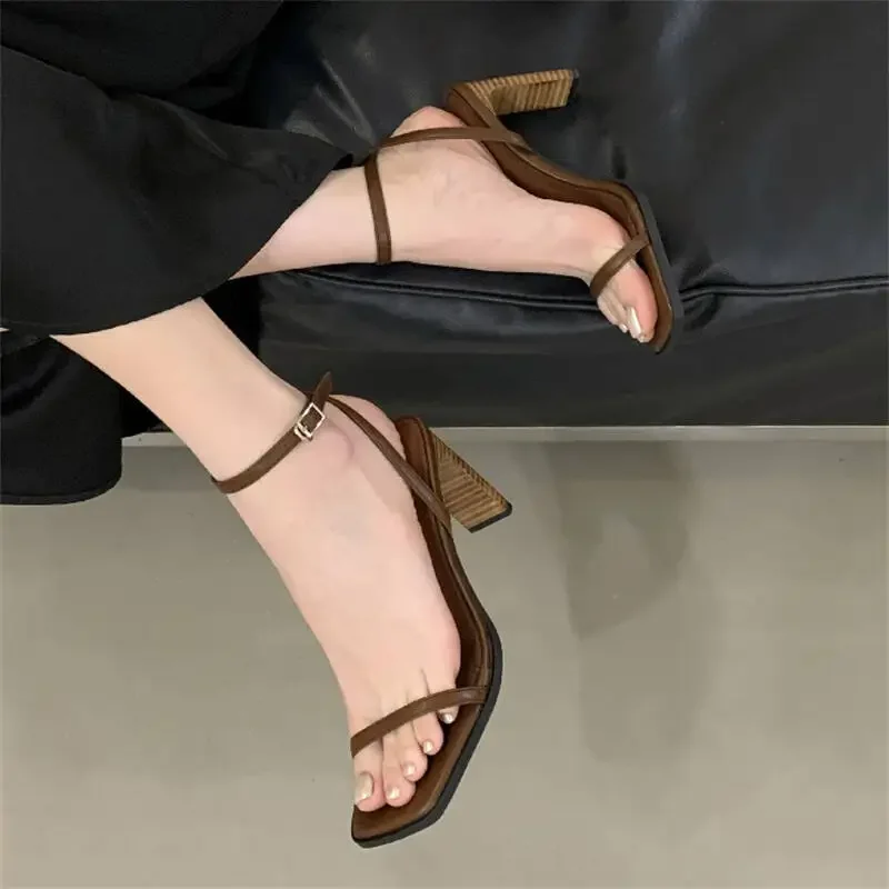 

Aneikeh, модные тапочки с узкими ремешками, женские сандалии, туфли-лодочки на высоком каблуке, лето 2023, банкетная обувь с квадратной головкой и открытым носком с ремешками