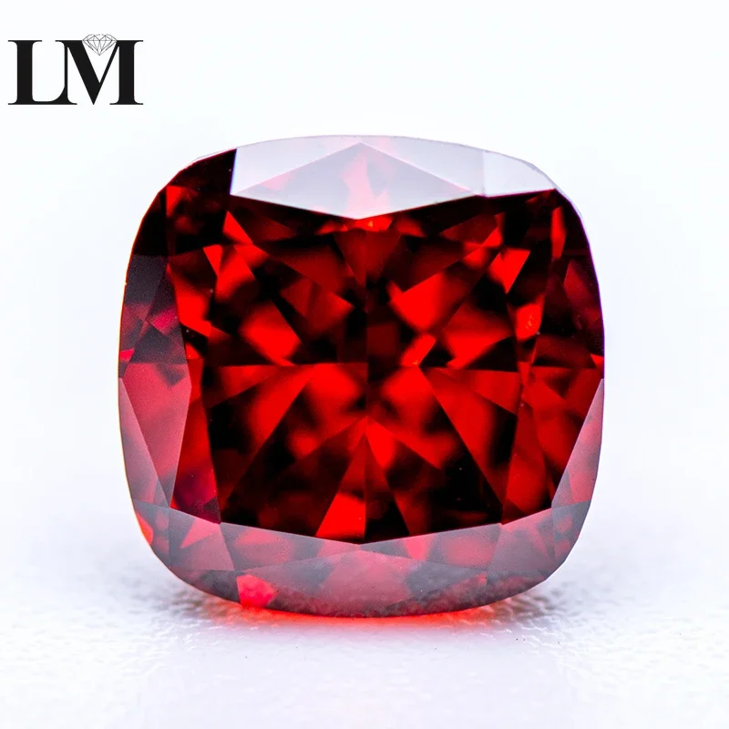 

Cubic Zirconia 5A Grade Quality Red Color Cushion Shape 4k Crushed Ice Cut Lab Synthetic Cz Stone For Women Charm Jewelry Making