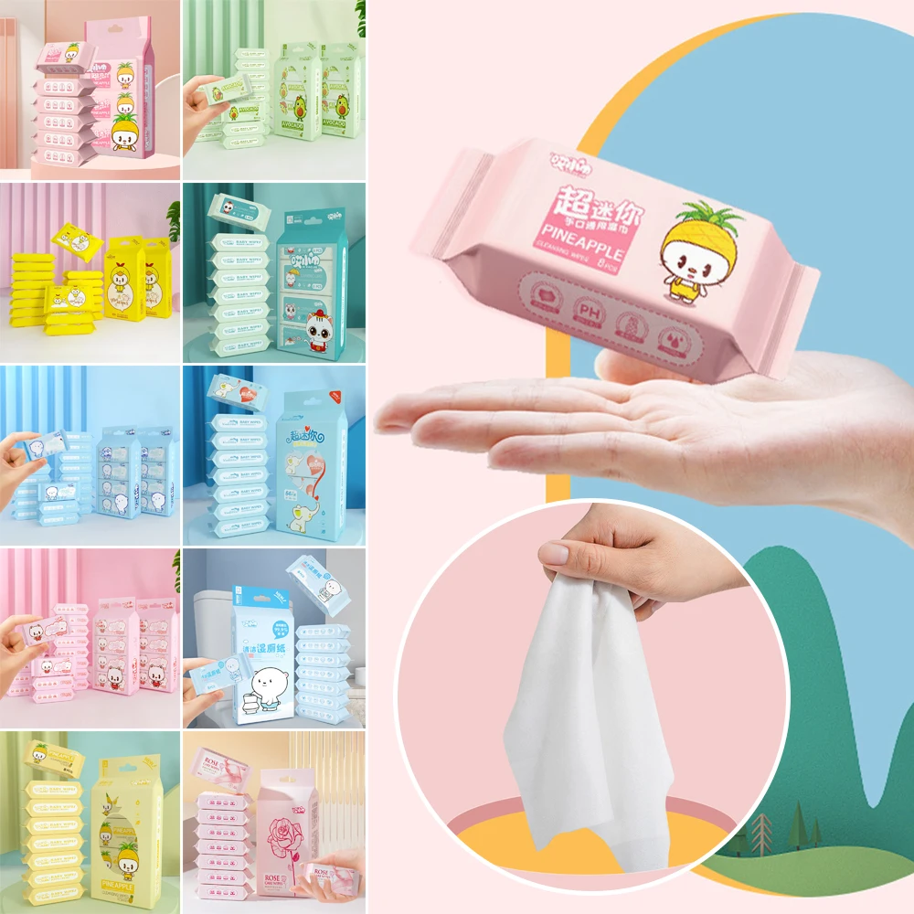 Novos toalhetes molhados macios para limpeza de boca e mãos, toalhetes de limpeza refrescantes descartáveis, pacote grande de alta qualidade, mini toalhetes portáteis para bebês