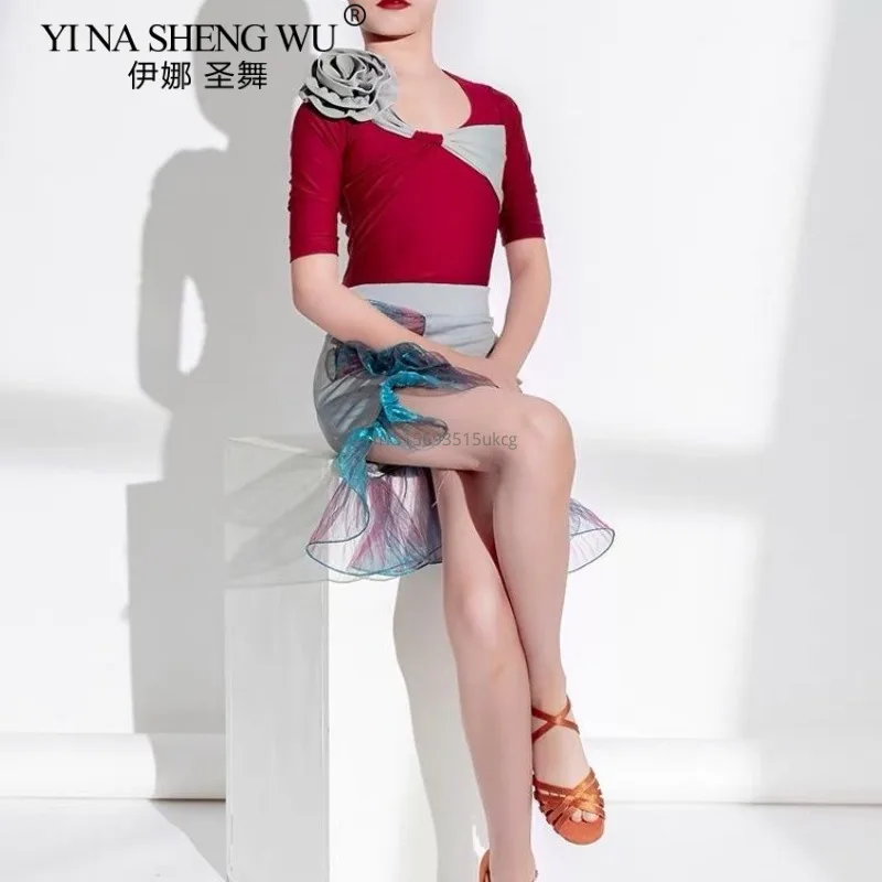 Dziewczęcy strój do tańca latynoamerykańskiego salsa rumba samba, 2-częściowy zestaw, sukienka balowa z frędzlami dla dzieci, strój na konkurs taneczny dla dziewcząt, strój do tańca latynoamerykańskiego.