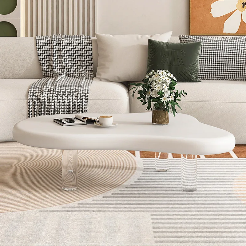 Table basse de luxe pour salon, lumière vent crème, petit appartement, maison, suspension nuage simple