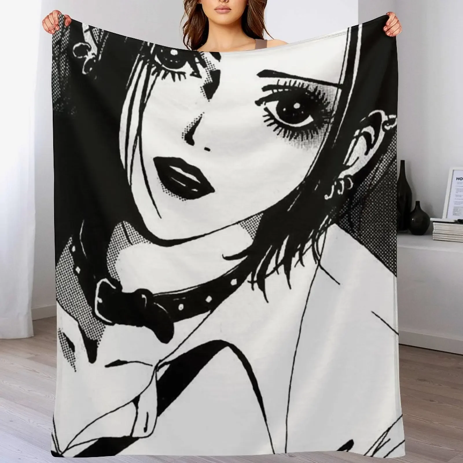 

Nana Osaki surprised Throw Blanket Bed linens funny gift Thermals For Travel wednesday Blankets