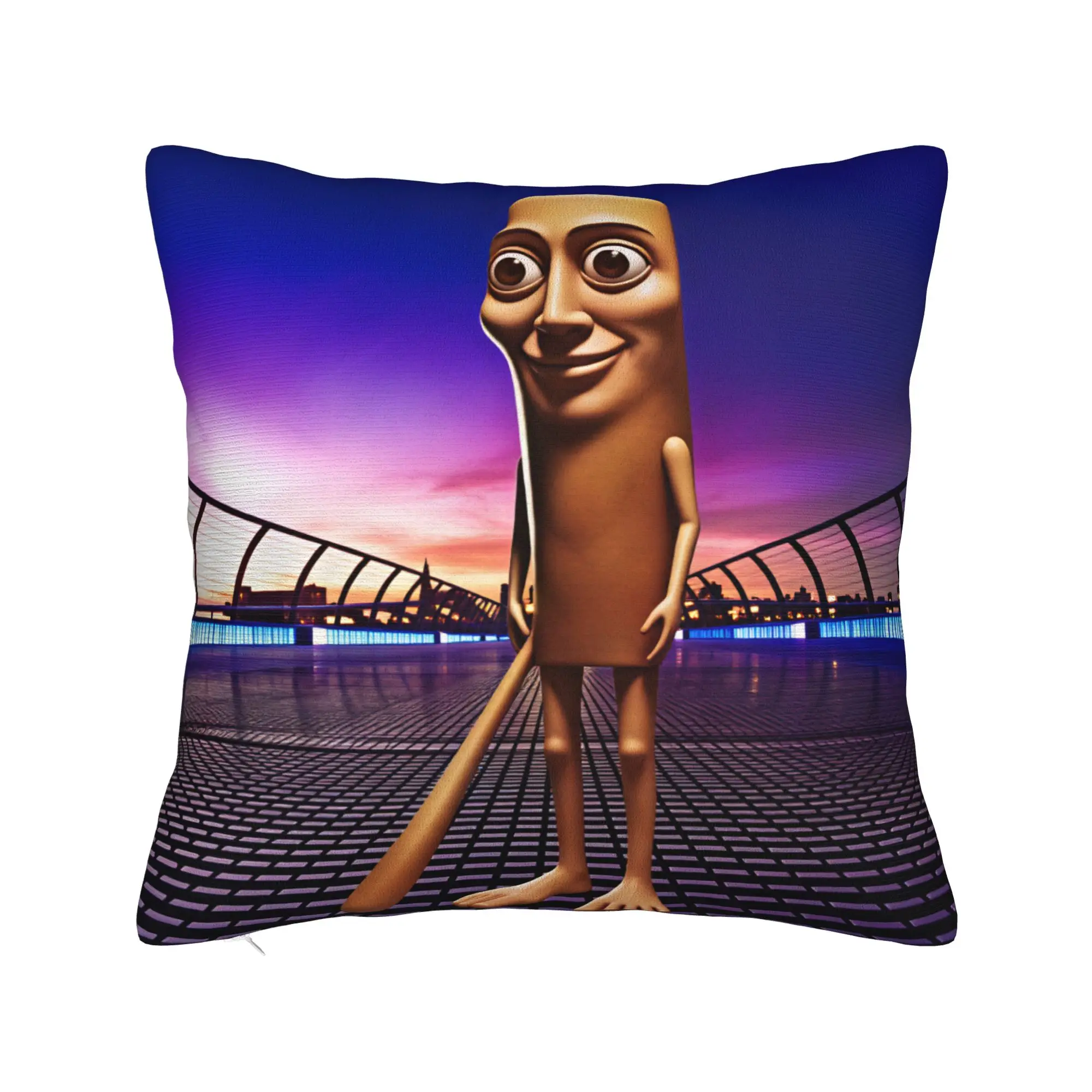 Tung Tung Sahur Sunset City Bridge Pillow Cover  Square Cushion Cover Retro Trendy Pillow Case For Office Car Home Decor