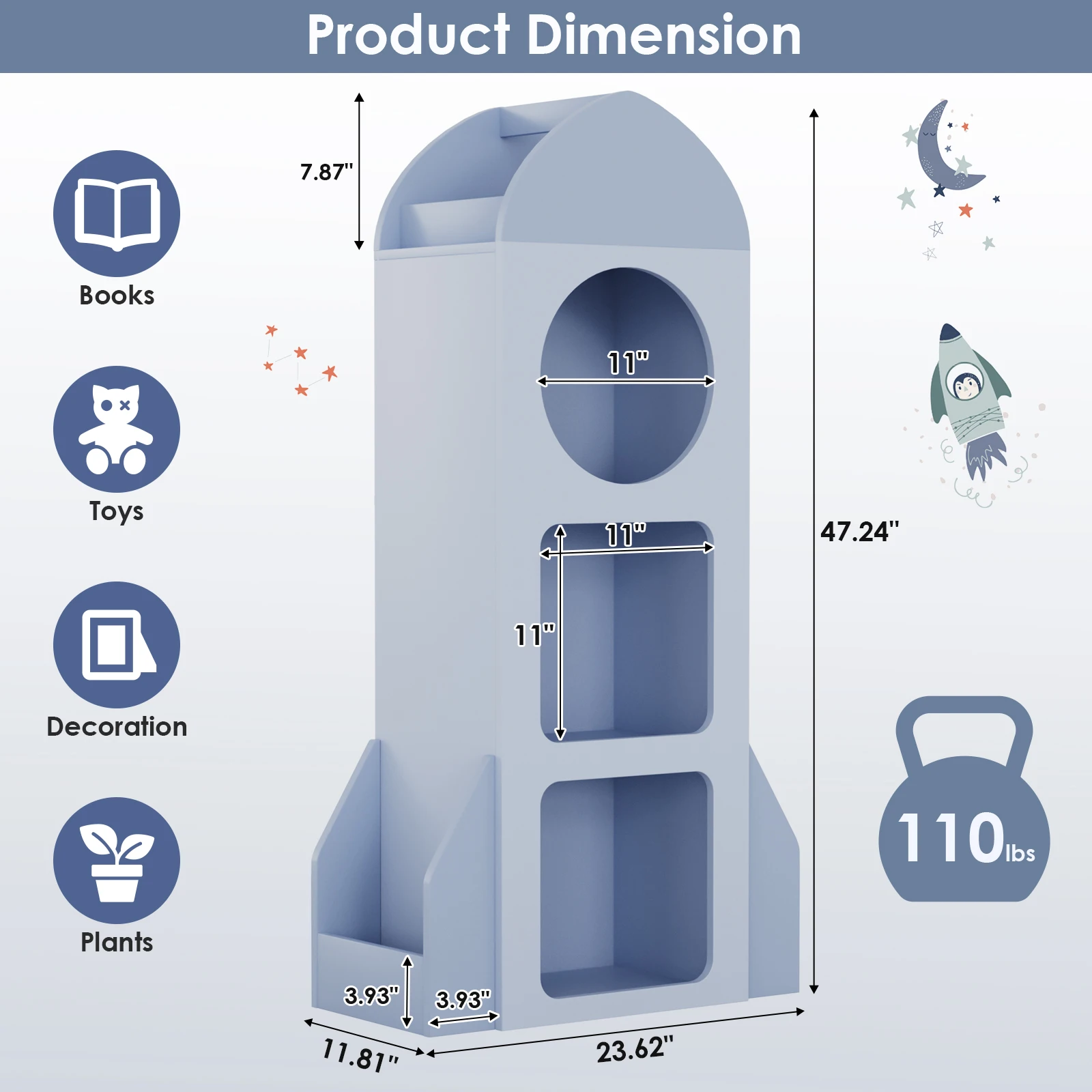 أرفف جانبية لرف كتب الأطفال من 3 طبقات، خزانة كتب خشبية مفتوحة للأطفال الصغار، رف كتب للأطفال وتخزين الألعاب، منظم عرض واسع