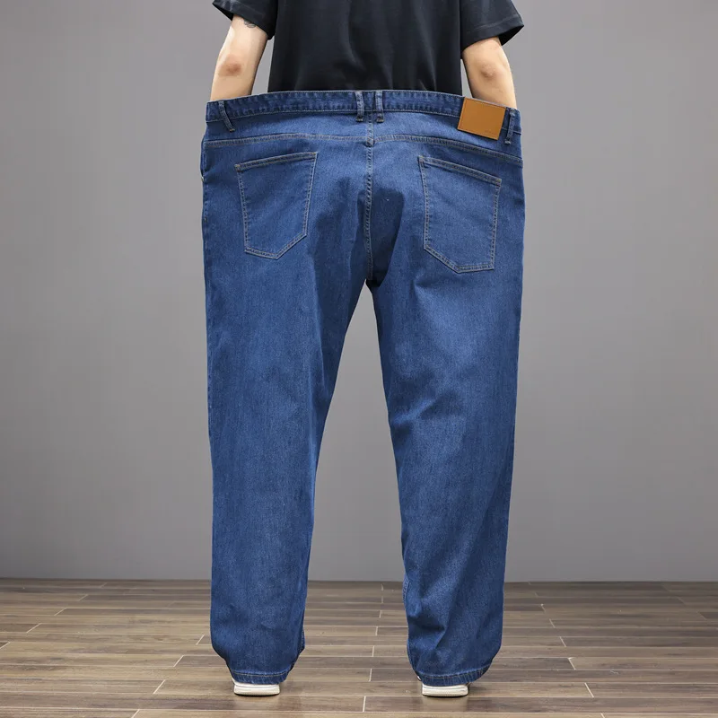 Summer Thin wide leg jeans men straight loose big leg trousers wide leg elastic plus size mens jeans 11XL 12XL