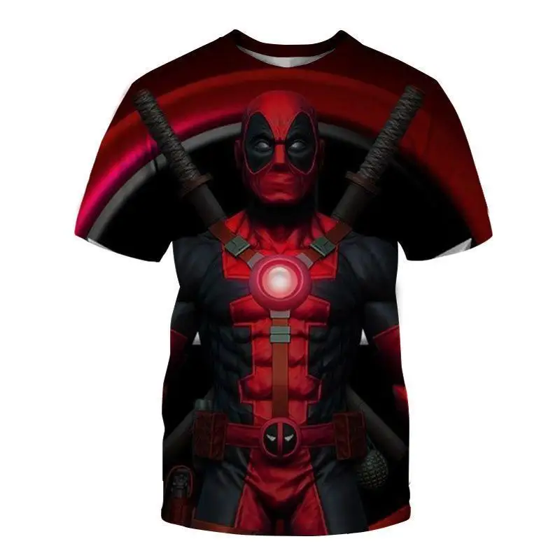 Terlaris Miniso Universe anak laki-laki dan perempuan Deadpool Anime 3D dicetak Streetwear T-Shirt kepribadian atasan Fashion kasual anak/dewasa