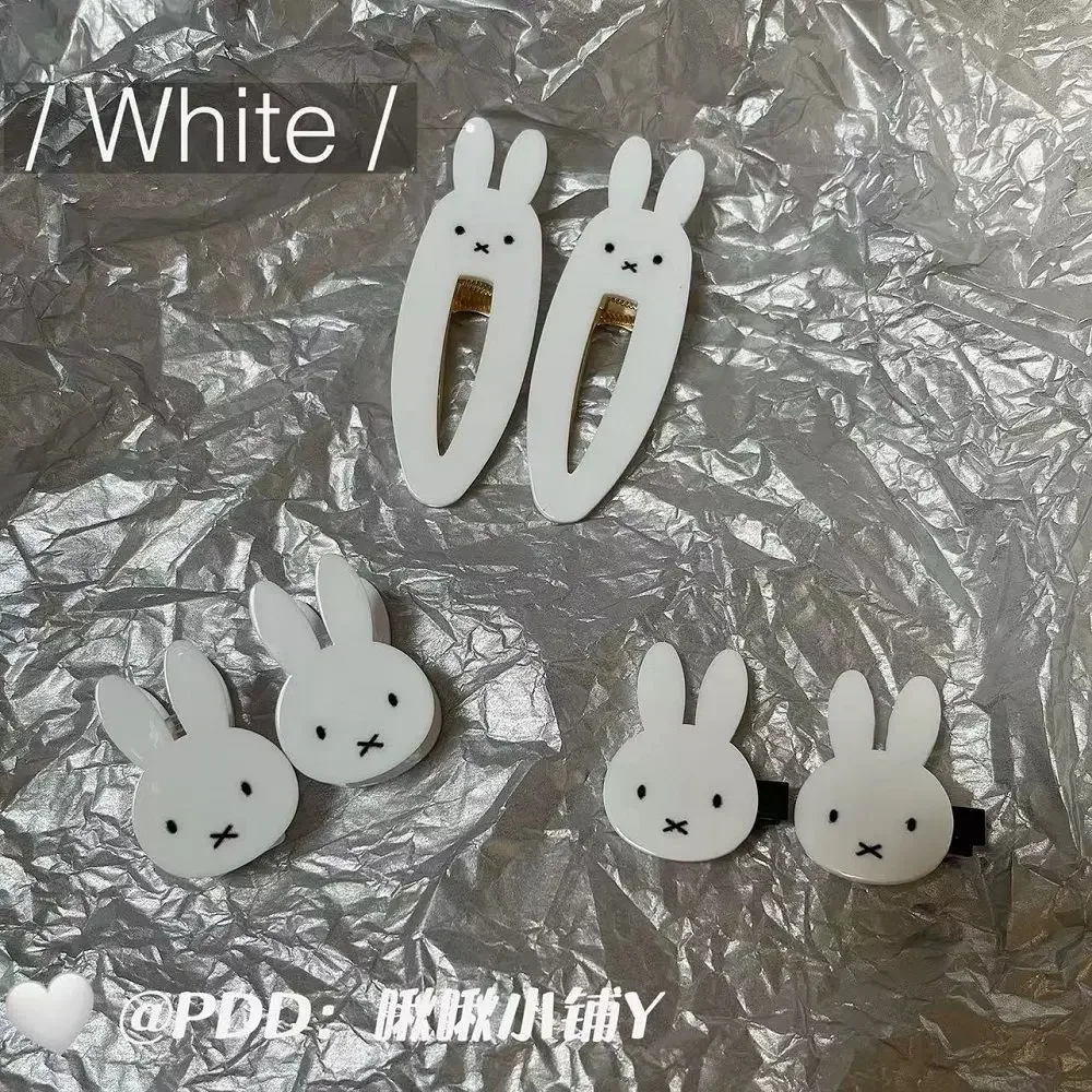 

6 шт. Kawaii Miffy Ins, милая, крутая заколка для волос в виде кролика, зажим для челки, индивидуальный головной убор Y2K, Рождественский подарок для девочек