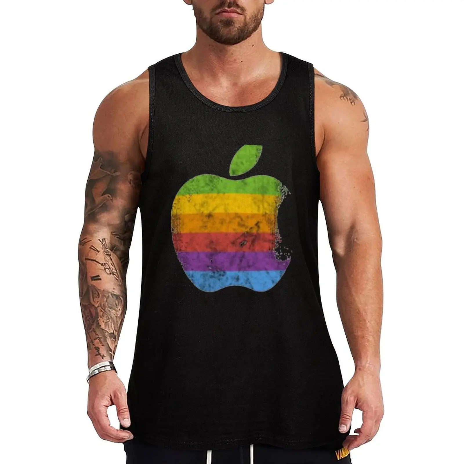 Apple Retro Logo Tank Top Men's tops cotton t-shirts man