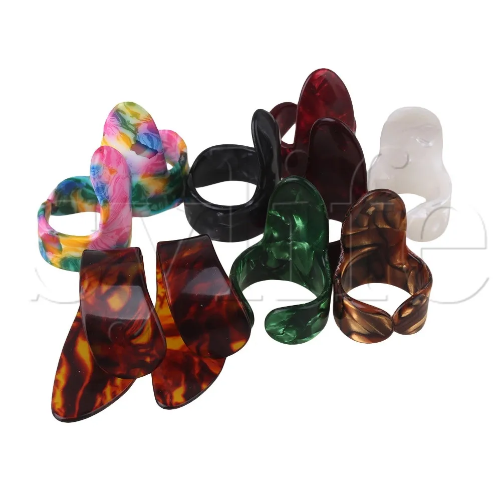 10 Pieces Guitar Celluloid 8 Finger Picks 2 Thumbpicks Multicolor