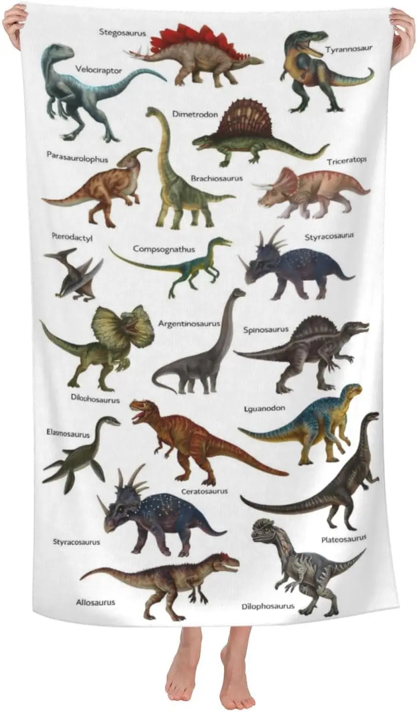 

Пляжное полотенце с изображением динозавра, тонкие легкие банные полотенца с динозаврьим узором, быстросохнущие впитывающие полотенца из микрофибры, аксессуары для плавания, йоги и бассейна