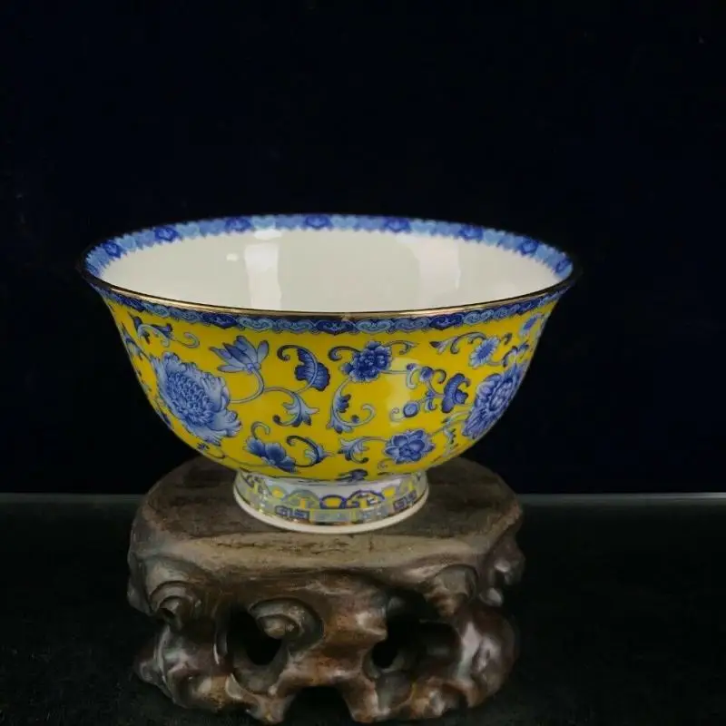 

5.1";chinese Jingdezhen Blue and White Porcelain Twine Lotus Flower Branch Bowl