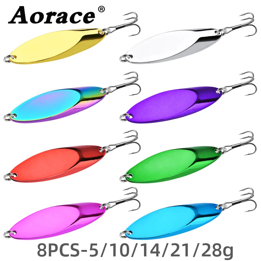 8Pcs Metall Löffel Angeln Lockt 5g-28g Spinner Jig Harten Köder Wobbler Crankbait Künstliche VIB pailletten mit Haken Karpfen Angeln