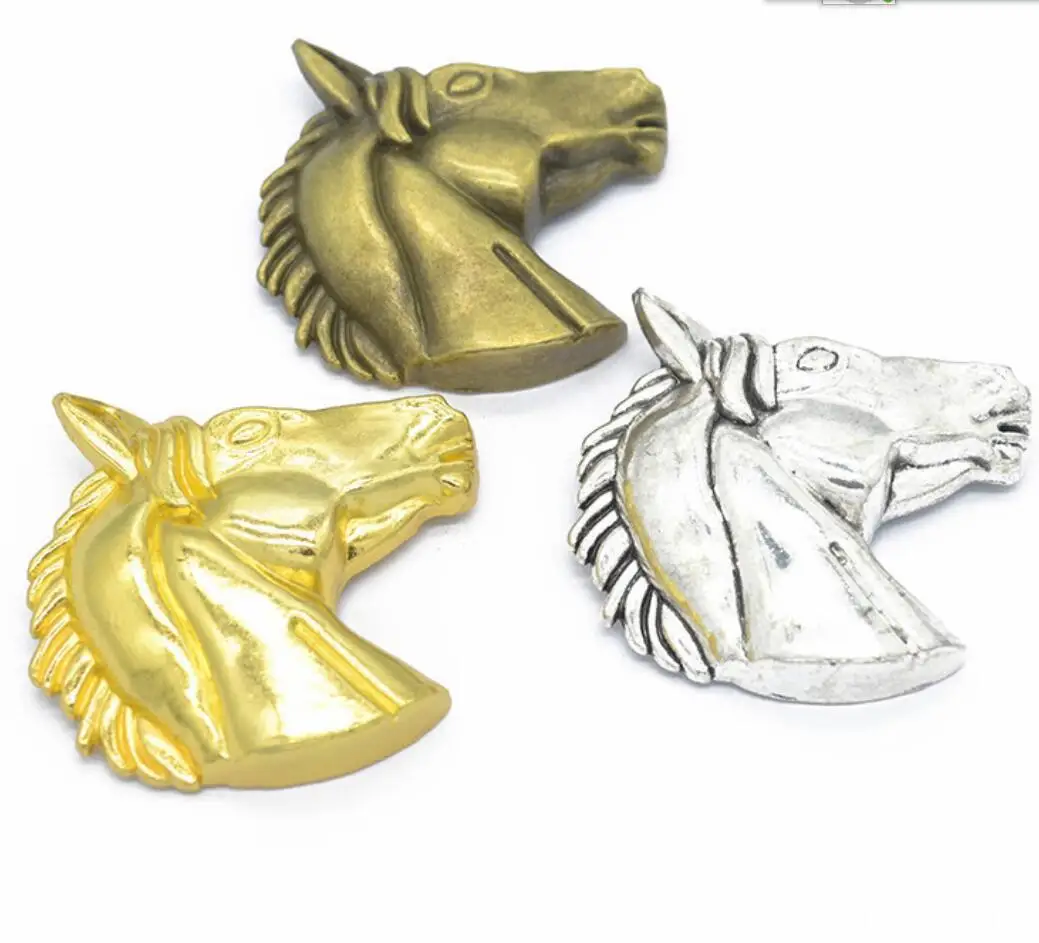 10pcs Charms Steed Horse Head 52*50mm Tibetan Bronze Silver Color Pendants Antique Jewelry Making DIY Handmade Craft F0720