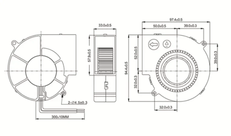 DC 12V 97x97x33mm 듀얼 볼 베어링 서버 터보팬 바베큐 스토브 송풍기 냉각 팬