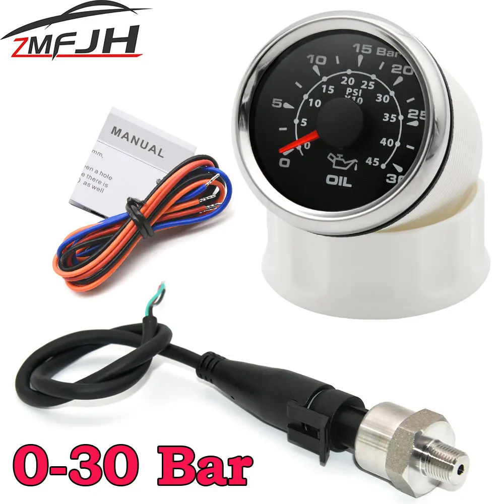 

7 Color Backlight Oil Pressure Gauge 0-30Bar 0-45Psi Oil Pressure Transducer Sender Sensor 1/8NPT 150PSI For Car Boat Customized