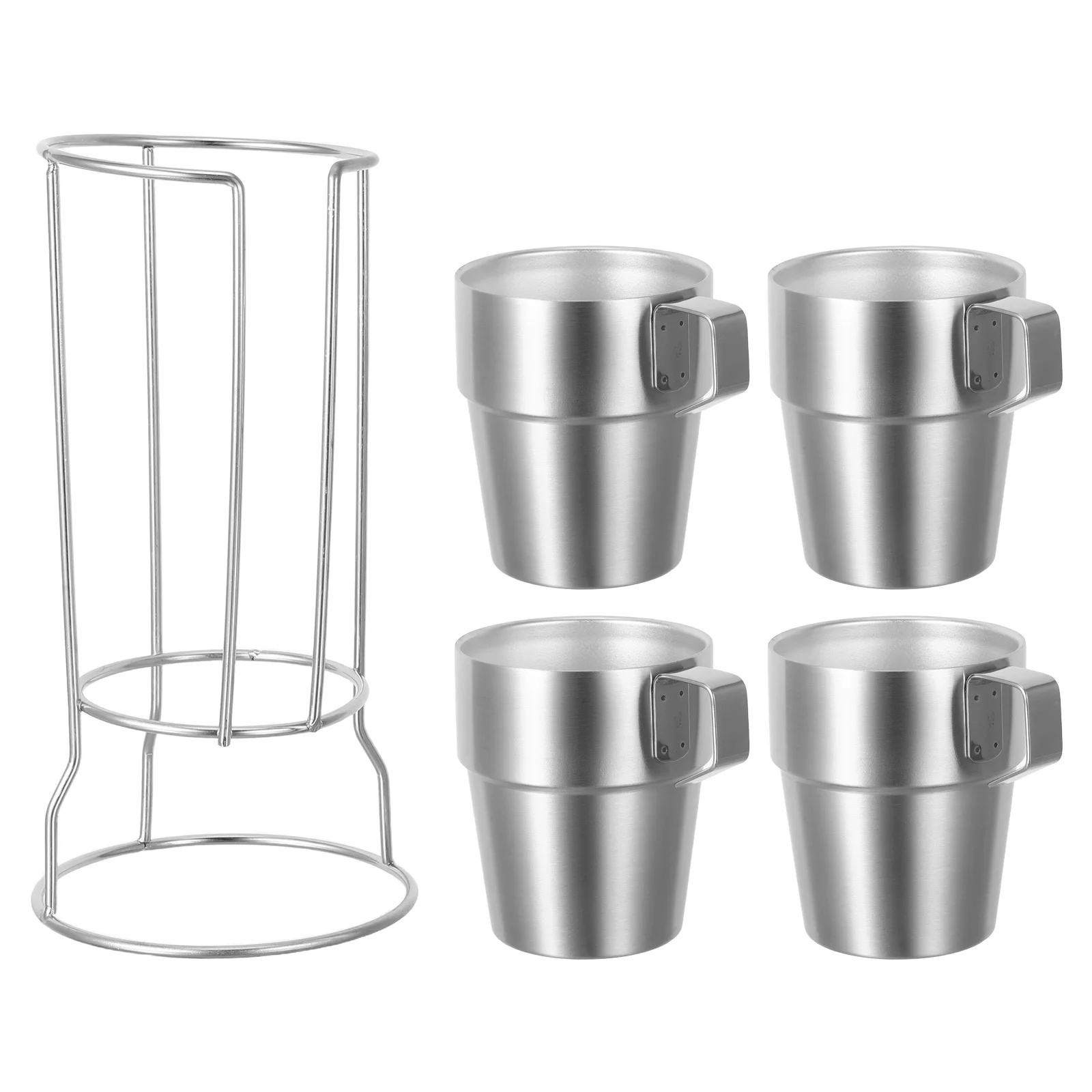 

1Sets 300Ml Insulated Double Wall Stainless Steel Coffee Cups Stackable Mugs with Handle for Camping Tea Latte Cappuccino Mug