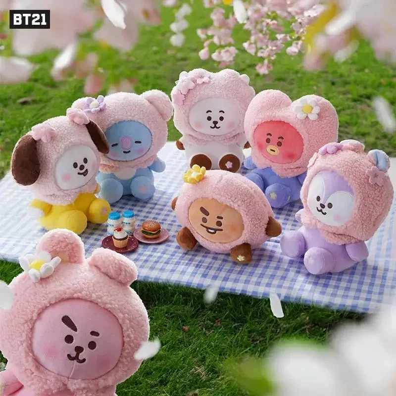 BT21 Весенняя серия цветов вишни аниме Kawaii Tata Cooky брелок-Плюшевая Кукла Snapy Rj симпатичная мультяшная игрушка девочка сумка подвесной подарок