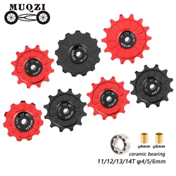 MUQZI Derailleur Ceramic Pulley Wheel 11T 12T 13T 14T 7-11 Speed Bike Rear Derailleur Jockey Wheel for Shimano Sram