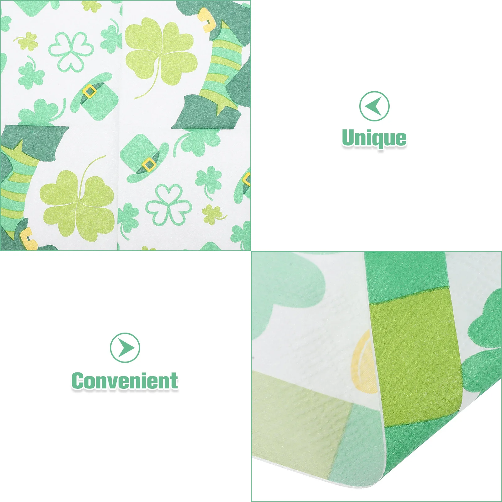 20 قطعة مناديل شامروك لعيد القديس باتريك للاستعمال مرة واحدة لوازم الحفلات الورقية الأيرلندية تحت عنوان زينة عشاء العطلات