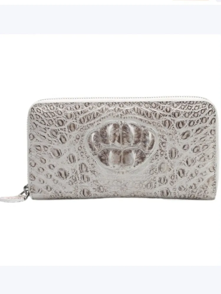 Womens Zipper Large Capacity Long Purse High Quality Real Crocodile Leather Female Wallet Handbag Luxury Clutch Bag Card Holder